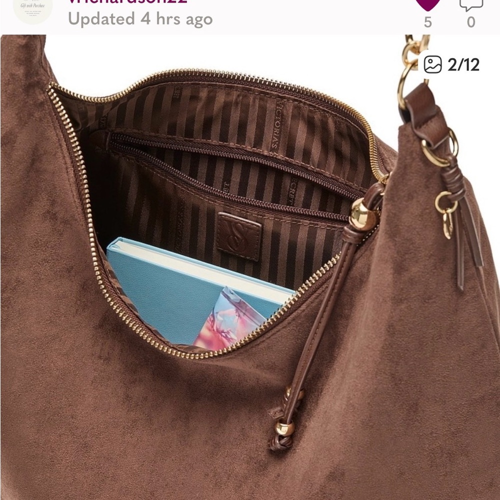 VS Brown Suede Hobo Shoulder Bag - Picture 2 of 8